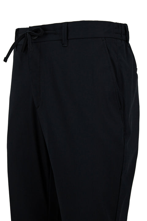 Siyah Techno-Line Regular Fit Standart Kesim Likralı Beli Lastikli İpli Çantalı Pantolon