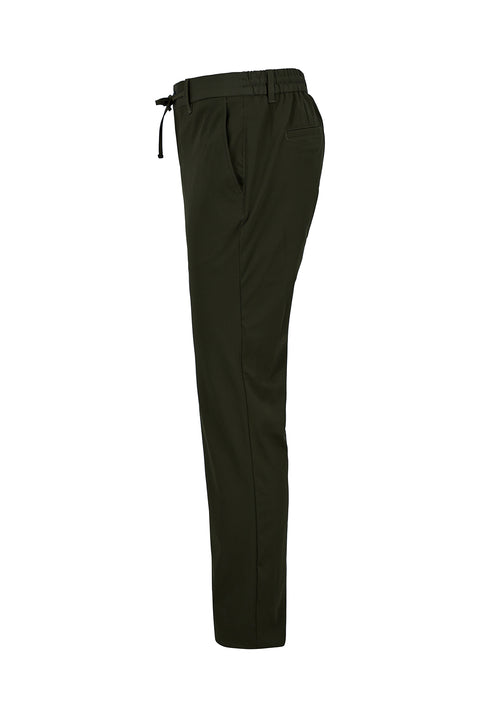Medium Khaki Regular Fit Standard Cut Lycra Elasticated Waist Drawstring Bagged Trousers