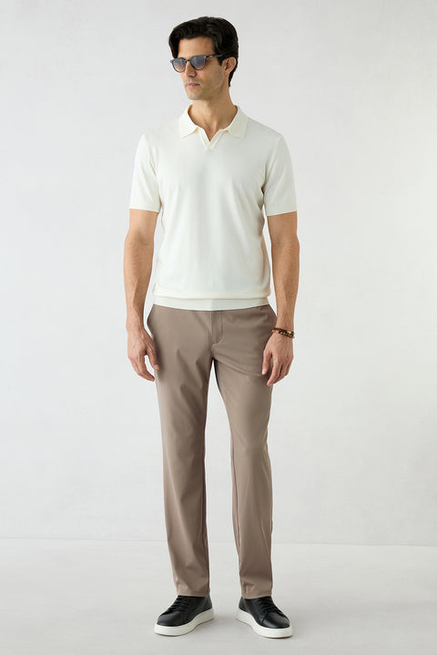 Mid Mink Regular Fit Standard Cut Lycra Elastic Waist Drawstring Baggy Trousers
