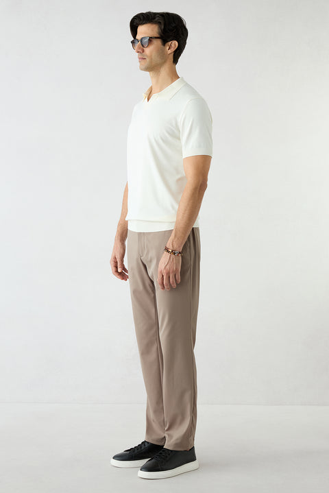 Mid Mink Regular Fit Standard Cut Lycra Elastic Waist Drawstring Baggy Trousers