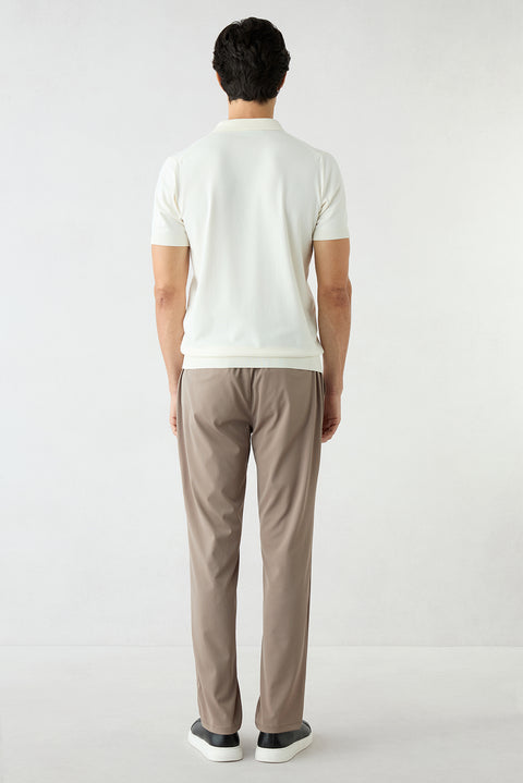Mid Mink Regular Fit Standard Cut Lycra Elastic Waist Drawstring Baggy Trousers
