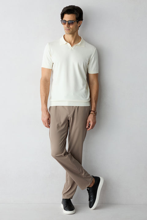 Mid Mink Regular Fit Standard Cut Lycra Elastic Waist Drawstring Baggy Trousers