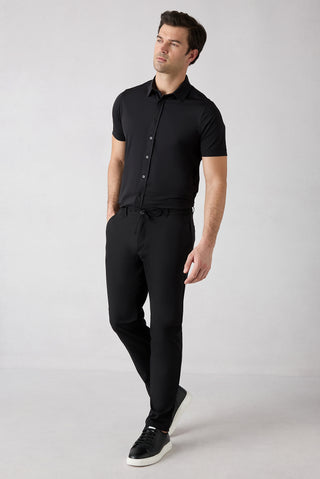  Siyah Techno-Line Regular Fit Standart Kesim Çantalı Likralı Beli Lastikli İpli Chino / Kanvas Pantolon