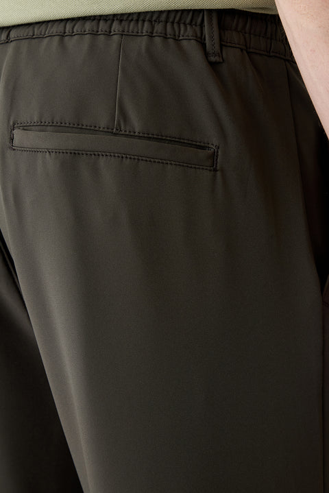 Koyu Haki Techno-Line Regular Fit Standart Kesim Çantalı Likralı Beli İpli Chino / Kanvas Pantolon