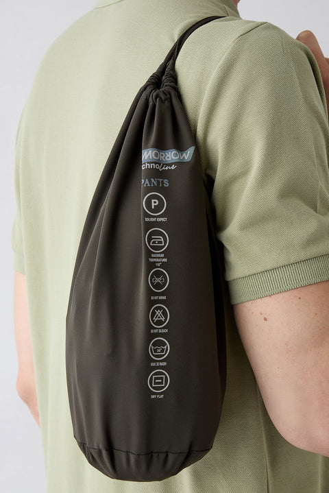 Koyu Haki Techno-Line Regular Fit Standart Kesim Çantalı Likralı Beli İpli Chino / Kanvas Pantolon