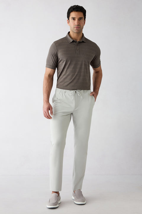 Stone Techno-Line Regular Fit Standard Cut Baggy Stretchy Elasticated Waist Drawstring Chino / Canvas Trousers