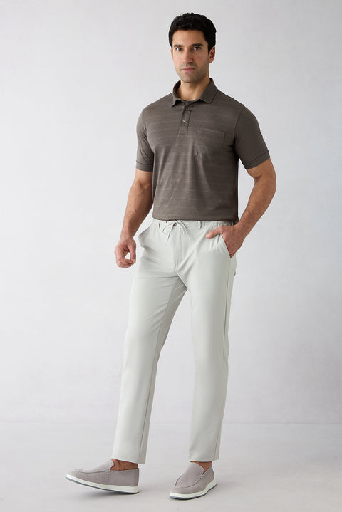 Stone Techno-Line Regular Fit Standard Cut Baggy Stretchy Elasticated Waist Drawstring Chino / Canvas Trousers