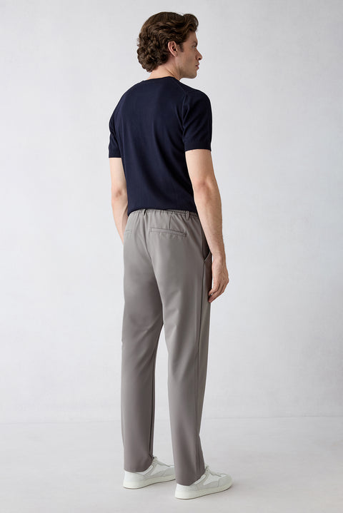Koyu Vizon Techno-Line Regular Fit Standart Kesim Çantalı Likralı Beli İpli Chino / Kanvas Pantolon