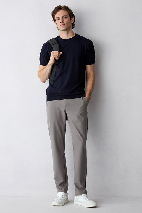 Koyu Vizon Techno-Line Regular Fit Standart Kesim Çantalı Likralı Beli İpli Chino / Kanvas Pantolon