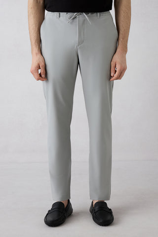  Açık Gri Techno-Line 6 Drop Regular Fit Standart Kesim Likralı Esnek Beli Lastikli İpli Çantalı Pantolon