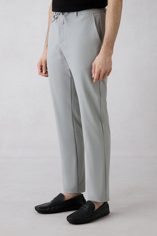  Açık Gri Techno-Line 6 Drop Regular Fit Standart Kesim Likralı Esnek Beli Lastikli İpli Çantalı Pantolon