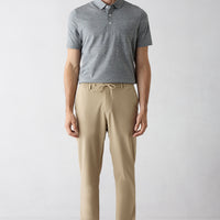 Medium Beige Techno-Line Regular Fit Standard Cut Lycra Stretchy Elasticated Waist Drawstring Bagged Trousers