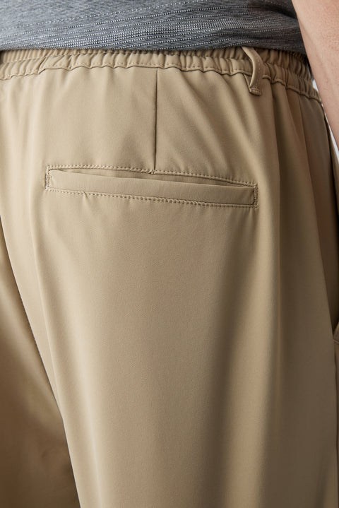 Medium Beige Techno-Line Regular Fit Standard Cut Lycra Stretchy Elasticated Waist Drawstring Bagged Trousers