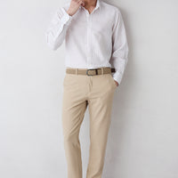 Açık Bej Regular Straight Fit Yan Cepli Likralı Esnek Kanvas / Chino Pantolon