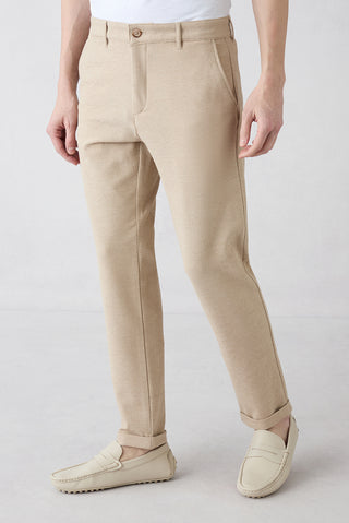  Açık Bej Regular Straight Fit Yan Cepli Likralı Esnek Kanvas / Chino Pantolon