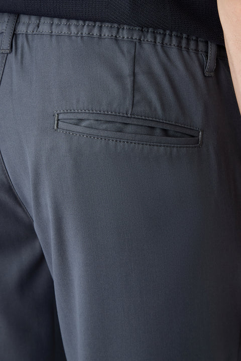 Koyu Füme Regular Straight Fit Beli İpli Pileli Yan Cepli Likralı Kanvas / Chino Pantolon