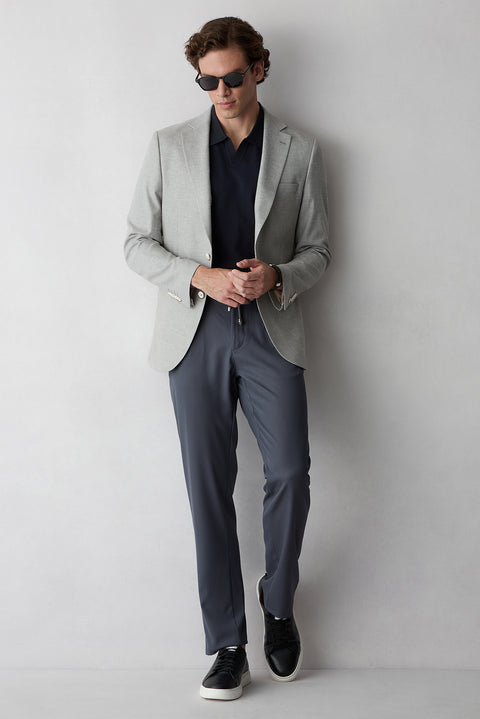 Koyu Füme Regular Straight Fit Beli İpli Pileli Yan Cepli Likralı Kanvas / Chino Pantolon