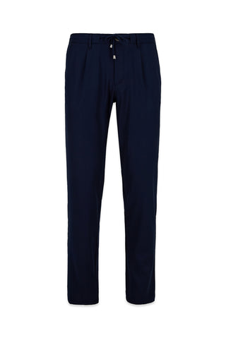  Açık Lacivert Regular Straight Fit Beli İpli Pileli Yan Cepli Likralı Kanvas / Chino Pantolon