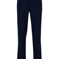Light Navy Regular Straight Fit Drawstring Waist Pleated Side Pocket Stretchy Jogger Pants