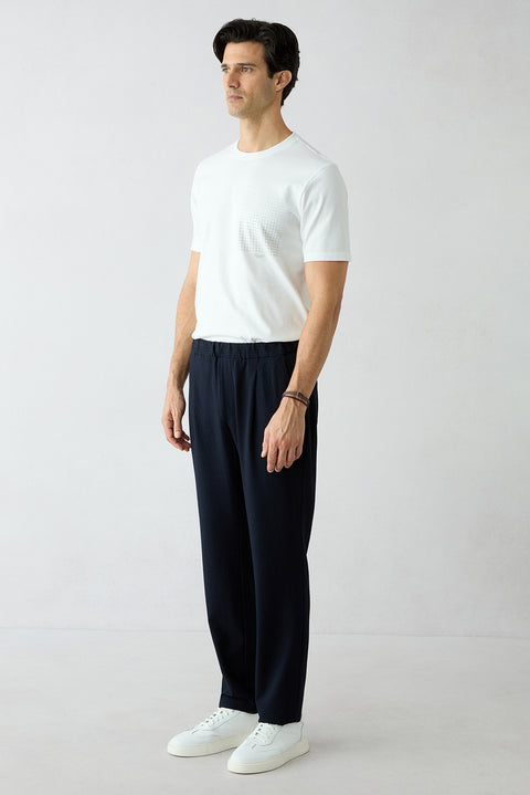 Dark Navy Regular Fit Standard Cut Canvas / Chino Trousers
