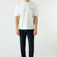 Dark Navy Regular Fit Striped Drawstring Waist Lycra Sport Pants