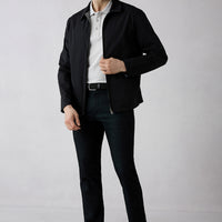 Siyah Regular Fit Standart Kesim Desenli Yandan Cep Kanvas / Chino Pantolon