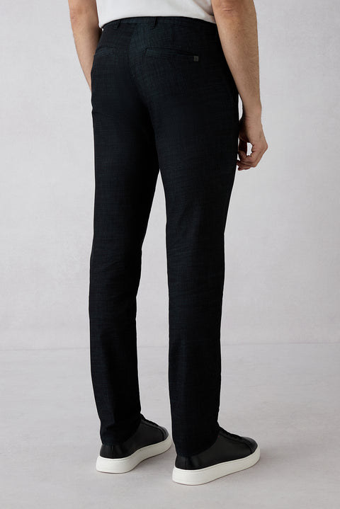 Siyah Regular Fit Standart Kesim Desenli Yandan Cep Kanvas / Chino Pantolon
