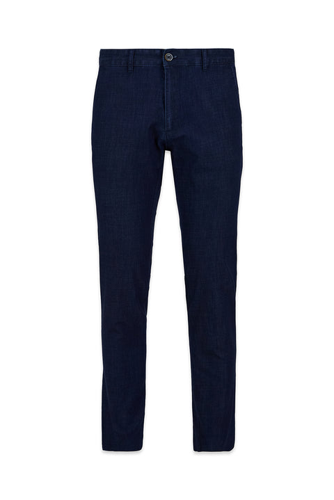 Orta Lacivert Regular Fit Standart Kesim Desenli Yandan Cep Kanvas / Chino Pantolon