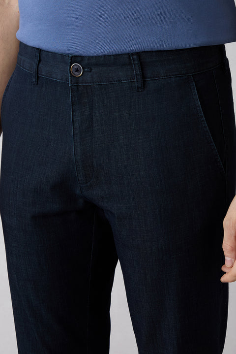 Koyu Lacivert 6 Drop Regular Fit Standart Kesim Desenli Yandan Cep Kanvas / Chino Pantolon