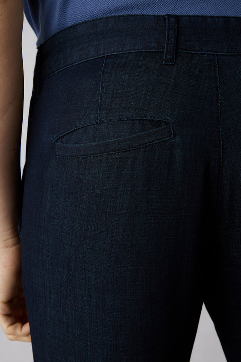 Koyu Lacivert Regular Fit Standart Kesim Desenli Yandan Cep Kanvas / Chino Pantolon