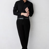 Siyah Slim Fit Dar Kesim Yandan Cepli Likralı Esnek Kanvas / Chino Pantolon