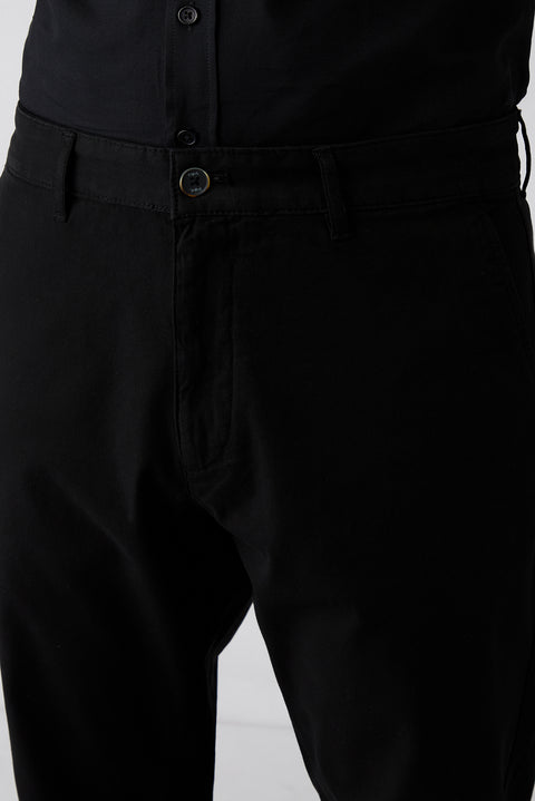 Siyah Slim Fit Dar Kesim Yandan Cepli Likralı Esnek Kanvas / Chino Pantolon