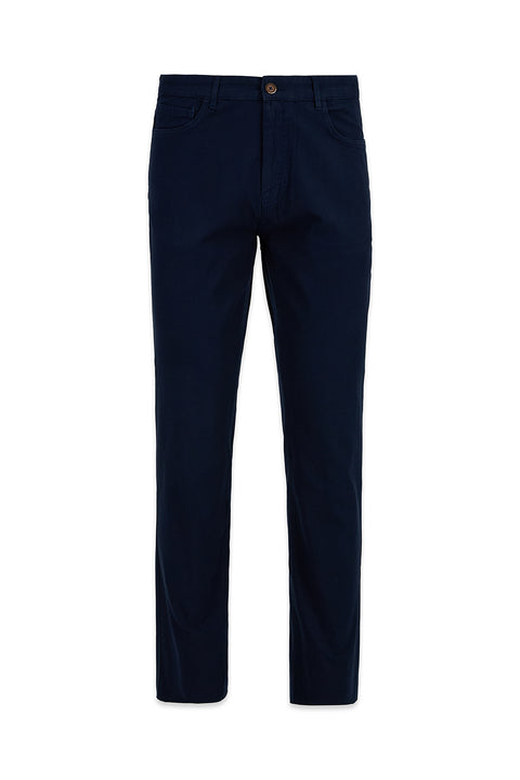 Orta Lacivert Relaxed Fit Rahat Kesim 5 Cep Likralı Kanvas / Chino Pantolon