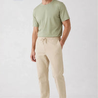 Light Beige Regular Fit Standard Cut Side Pocket Elasticated Waist Drawstring Jogger Pants