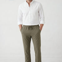 Orta Haki Regular Fit Standart Kesim Yandan Cep Beli Lastikli İpli Jogger Pantolon