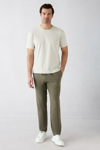  Orta Haki Regular Fit Standart Kesim Yandan Cep Beli Lastikli İpli Jogger Pantolon