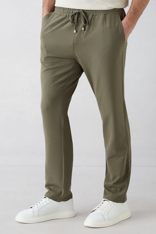  Orta Haki Regular Fit Standart Kesim Yandan Cep Beli Lastikli İpli Jogger Pantolon