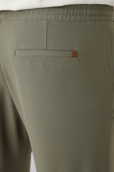 Orta Haki Regular Fit Standart Kesim Yandan Cep Beli Lastikli İpli Jogger Pantolon