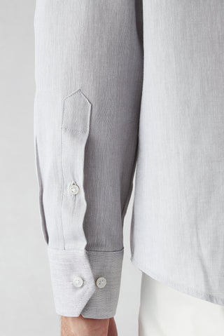  Orta Gri Uzun Kol Slim Fit Desenli %100 Pamuk Gömlek