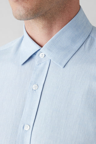  Mavi Uzun Kol Slim Fit Desenli %100 Pamuk Gömlek