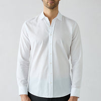 White Long Sleeve Slim Fit Cotton Plain Shirt