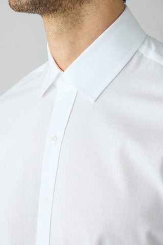  Beyaz Uzun Kol Slim Fit Desenli %100 Pamuk Gömlek
