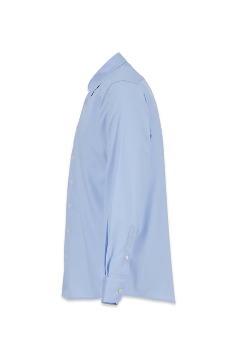 Light Blue Long Sleeve Regular Fit Cotton Plain Shirt