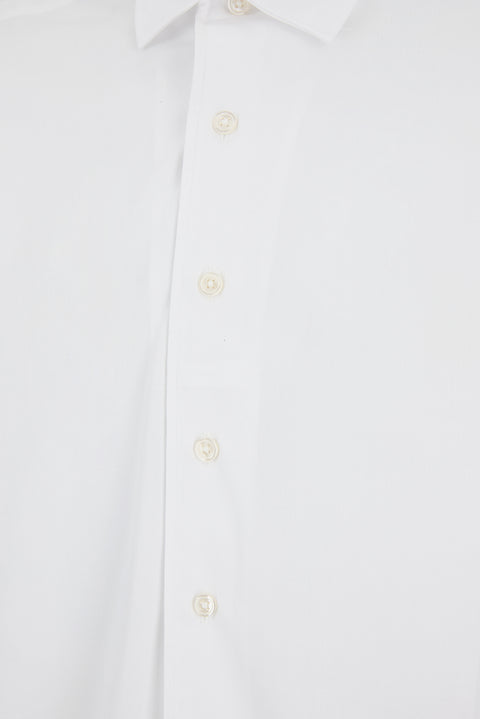 White Long Sleeve Regular Fit Textured Cotton Shirt