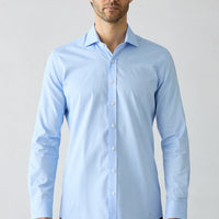 Mavi Uzun Kol Slim Fit Klasik Desenli %100 Pamuk Gömlek