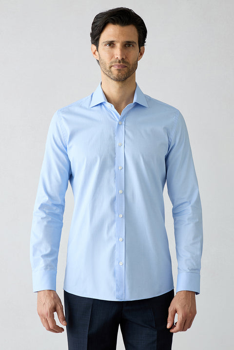 Mavi Uzun Kol Slim Fit Klasik Desenli %100 Pamuk Gömlek