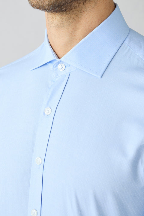 Mavi Uzun Kol Slim Fit Klasik Desenli %100 Pamuk Gömlek