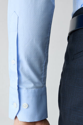  Mavi Uzun Kol Slim Fit Klasik Desenli %100 Pamuk Gömlek