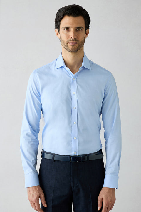 Mavi Uzun Kol Slim Fit Klasik Desenli %100 Pamuk Gömlek