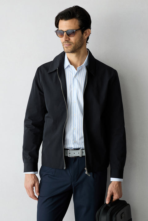 Mavi Uzun Kol Slim Fit Klasik Çizgili %100 Pamuk Gömlek